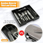 Bellsal Black Silverware Organizer Kitchen Drawer Organizer Expandable Bamboo - Image 4