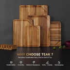 5 Pack Teak Wood Cutting Board Set - Image 3