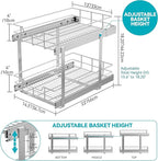 2 Tier Pull Out Cabinet Organizer 14" W X 22" D, Slide Out Drawers - Image 2