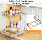 PXRACK Under Sink Organizer, Adjustable Height, 2 Tier Pull Out Cabinet - Image 3