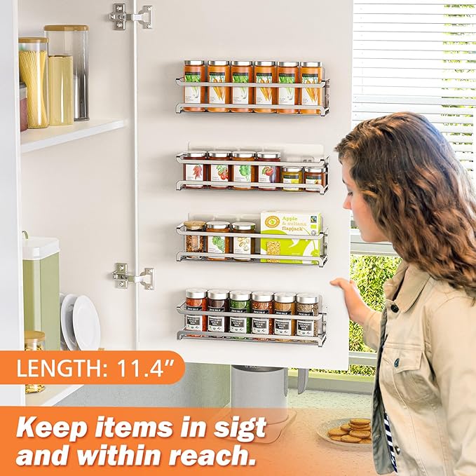 Bunoxea Spice Rack wall mounted 2 Pack, Space-Saving Spice Organizer - Image 3
