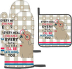 Funny Dog Oven Mitts and Pot Holders Sets of 3 Heat Resistant Hot Pads Cute by Unknown