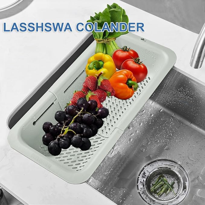 LASSHSWA Collapsible Colander for Kitchen, Over the Sink Strainer Basket for - Image 2