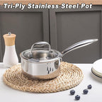 1-Quart Saucepan with Lid, Tri-Ply Stainless Steel Pot with Stay-Cool Handle & - Image 7