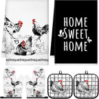 Leinuosen 6 Ink Rooster Farmhouse Kitchen Decor Dish Towels Oven Mitts and Pot by Leinuosen