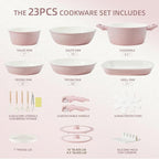 BECIGAR 23pcs Ceramic Pots and Pans Set, Nonstick Detachable Handle Cookware - Image 2