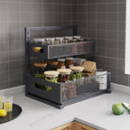 Petiza Under Sink Organizer Pull Out Cabinet Organizer Adjustable Height 2 Tier - Image 5