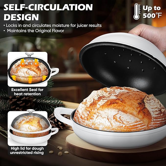 Bread Dutch Oven for Sourdough Baking, Joyfair Enameled Cast Iron Dutch Oven Pot - Image 3