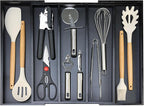 Expandable Large Kitchen Utensil Drawer Organizer Storage Black Bamboo by Hilislog