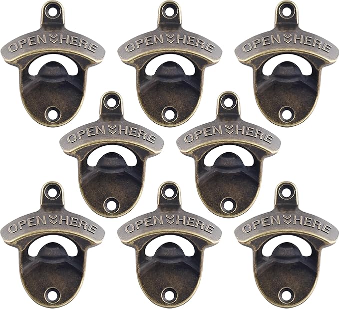 8 PCS Wall Mount Bottle Opener Antique Bronze, Old Fashioned Bulk Beer Bottle by Wallmountedbottleopener