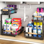 PXRACK Under Sink Organizer, Adjustable Height, 2 Tier Pull Out Under Cabinet - Image 9