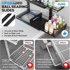 Under Sink Organizer Upgrade To Professional Rails, 2-Tier Dual Pull Out - Image 3