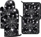 Spider Web Oven Mitts and Pot Holders Sets 4Pcs, Extra Long Oven Gloves by VisittheDuibelproduct