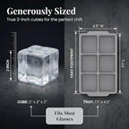 KitchFort Large Silicone Ice Cube Tray, Easy Release 2" Big Ice Cubes - Image 8