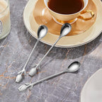 Silver Tulip/Rose Handle 12-Pcs Mini Coffee Spoons Set - Image 4