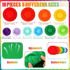 Patelai 10 Pcs Bowl Covers Reusable in 5 Size Stretch Cloth Fabric Elastic Food - Image 2