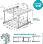 2 Tier Pull Out Cabinet Organizer 20" W X 22" D, Slide Out Drawers - Image 2
