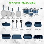 NutriChef Professional 20 Pc Pots and Pans Set Non Stick in Navy Blue - Image 6
