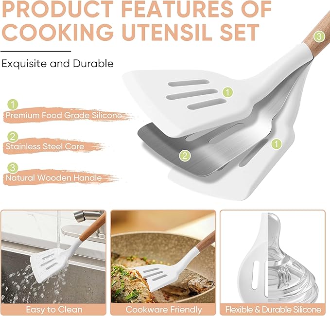 Herogo 5-Piece Cooking Utensils Set, Silicone Kitchen Utensils Set - Image 3