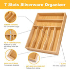Kitchen Bamboo Silverware Organizer, Kitchen Drawer Organizer - Image 5