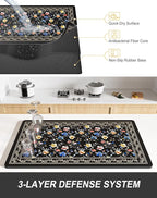 Rnivvi Dish Drying Mat for Kitchen Counter, 12 x 19" Cute Flower Theme Super - Image 4