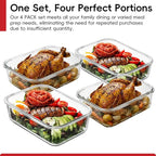 4 Pack 8 Cups/ 63oz Large Glass Storage Containers - Image 2