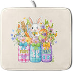 Easter Bunny Carrots Dish Drying Mat by Anyako