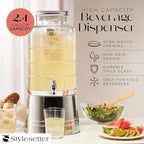 Style Setter Patchwork Beverage Dispenser Cold Drink Dispenser w/ 2.4-Gallon - Image 3