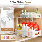 1 Pack-11.4"-16.14"H Under Sink Storage Organizer, Large 2-Tier Elegant Mesh - Image 4