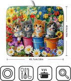 Funny Absorbent Dish Drying Mat Spring Cat Dish Drying Mats - Image 2