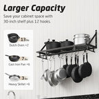 KES 30-Inch Kitchen Pan Pot Rack Wall Mounted Hanging Storage Organizer Wall - Image 2