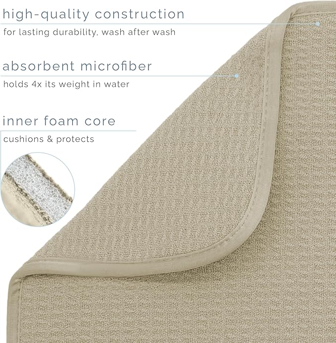 S&T INC. Dish Drying Mat XL, 18” x 24”, Absorbent Microfiber Kitchen Counter Mat - Image 3