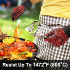 QUWIN BBQ Gloves, BBQ Accessories 1472℉ Extreme Heat Resistant, Grilling Gloves - Image 3