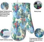 Oven Mitts Set of 2 with Transparent Clear Silicone Shell and Nice Cactus - Image 3