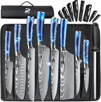 Dfito Chef Knife Sets with Roll Bag, 9 Pieces Professional Knife Set, High by DFITO