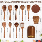Spardar Wooden Kitchen Utensils, 12 Piece Set Wooden Spoon Set - Image 7