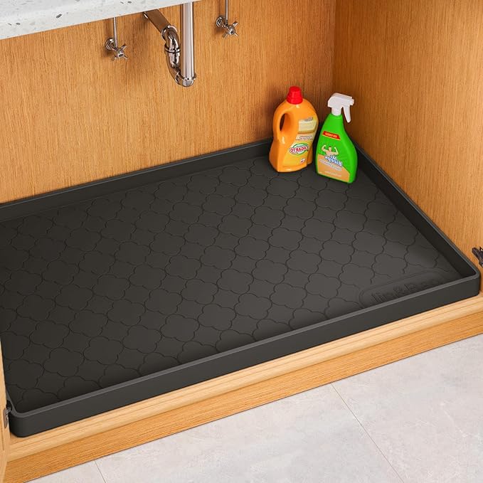 Jin&Bao Waterproof Under Sink Mat 34" x 22", Thick Silicone Mat Cabinet by Jin%26Bao