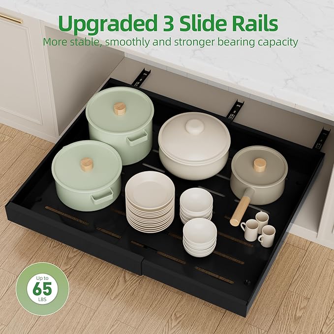 PAKETA 4 Pack Expandable Pull Out Cabinet Organizer, Upgrade 3 Slide Rails - Image 7