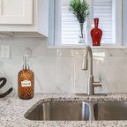 16 oz Diamond Pattern Glass Soap Dispenser, Kitchen and Bathroom Refillable - Image 4