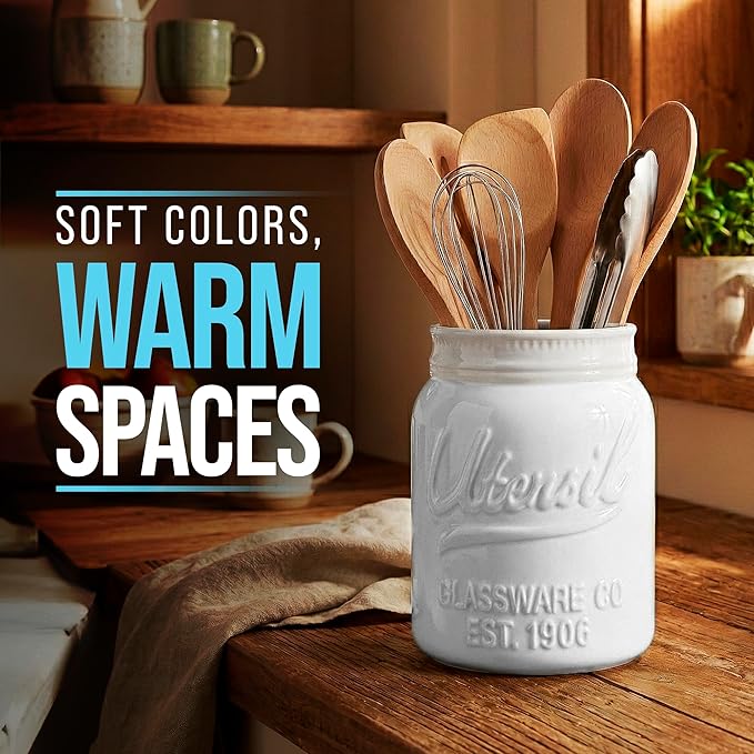 Comfify Wide Mouth Mason Jar Utensil Holder Decorative Kitchenware Organizer - Image 5