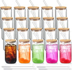 NETANY 20 Pack Glass Cups with Lids and Straws 16 oz, Personalized Customizable by NETANY