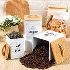 Maxdot 3 Set Coffee Sugar Tea Containers, Square Airtight Kitchen Canisters - Image 4