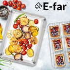 E-far Baking Sheet with Wire Rack, Stainless Steel Cookie Sheets Pan & Cooling - Image 7