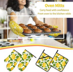 Bright Yellow Lemons Oven Mitts and Pot Holders Sets of 4, Resistant Hot Pads - Image 6