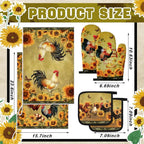 Leinuosen 6 Sunflower Rooster Farmhouse Kitchen Decor Dish Towels Oven Mitts - Image 3