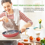 NutriChef 12-Piece Nonstick Kitchen Cookware Set-PTFE/PFOA/PFOS-Free Heat - Image 6