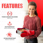 Silicone Oven Mitts, Heat Resistant 2PCS Oven Mitts - Image 4