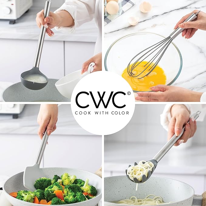 COOK WITH COLOR Silicone Cooking Utensils, Kitchen Utensil Set, Cooking Utensils - Image 5