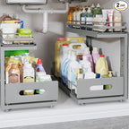 Under Sink Organizer Upgrade To Professional Rails, 2-Tier Dual Pull Out by UnderSinkOrganizer
