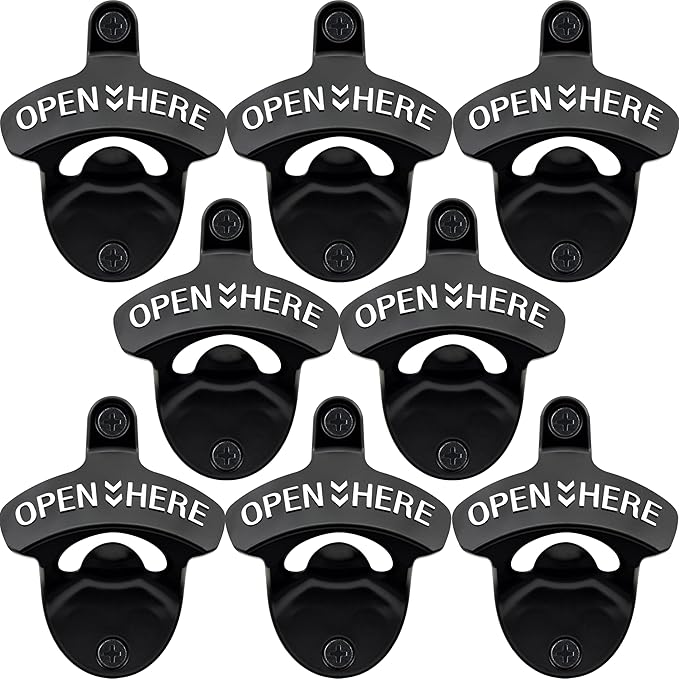8PCS Bottle Opener Wall Mount Rustproof Black Screw in Wall Beer Cap Opener by Wallmountedbottleopener